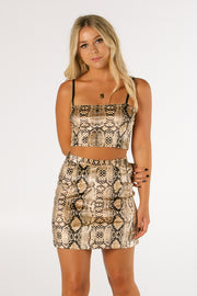 The Sunset Snakeskin Mini Skirt